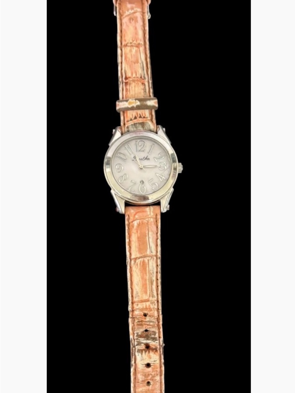 Bertha Women's Quartz Watch Silver Tone White Dial "With Love" Case Back